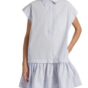 A.L.C. Brock Cotton Drop-Waist Mini Dress Light Blue